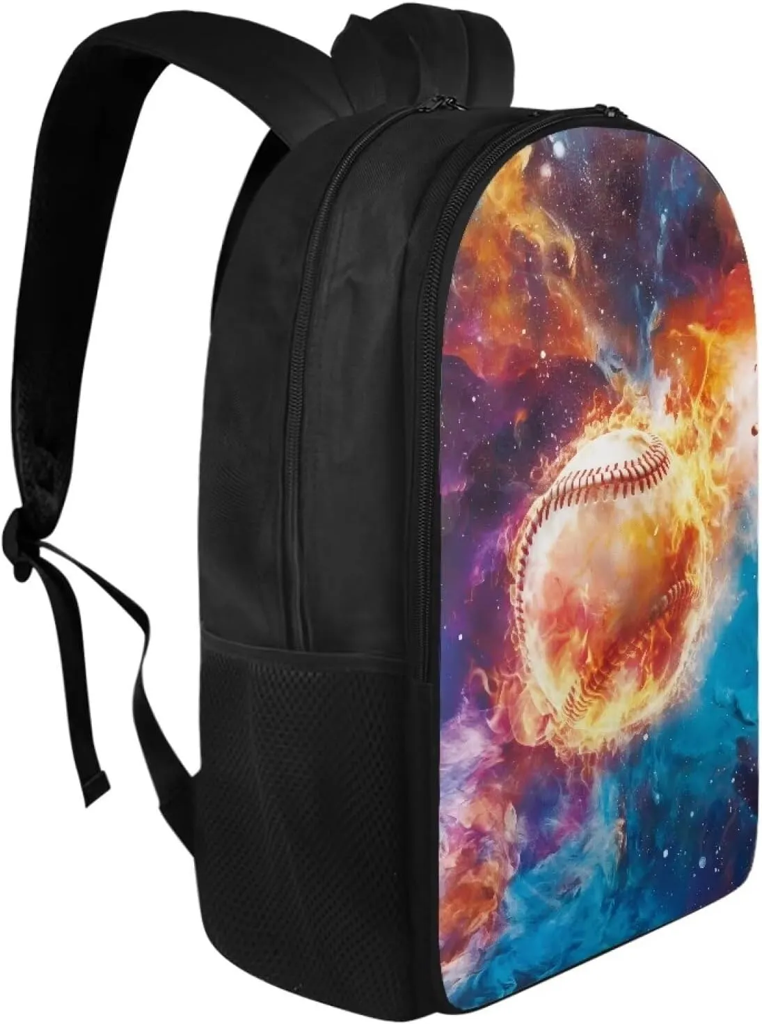 Suobstales Baseball Fire Galaxy Pattern School Bag Kids Boys Girls Bookbags Laptop Backpack Shoulder Bag Casual Daypack Knapsack School Backpacks for Teenage Middle School