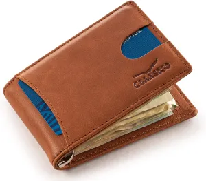 Super Slim RFID Leather Wallet For Men Cardholder & Money Clip Inside Perfect For Travel & Front Pocket Use