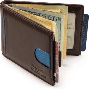 Super Slim RFID Leather Wallet For Men Cardholder & Money Clip Inside Perfect For Travel & Front Pocket Use