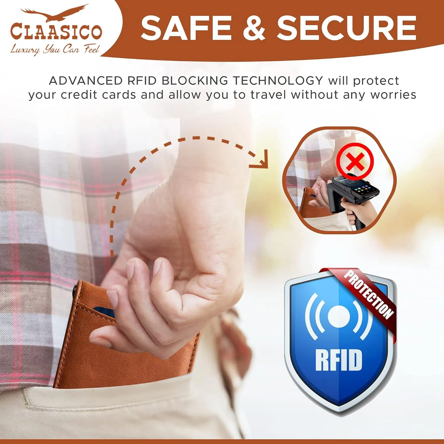 Super Slim RFID Leather Wallet For Men Cardholder & Money Clip Inside Perfect For Travel & Front Pocket Use