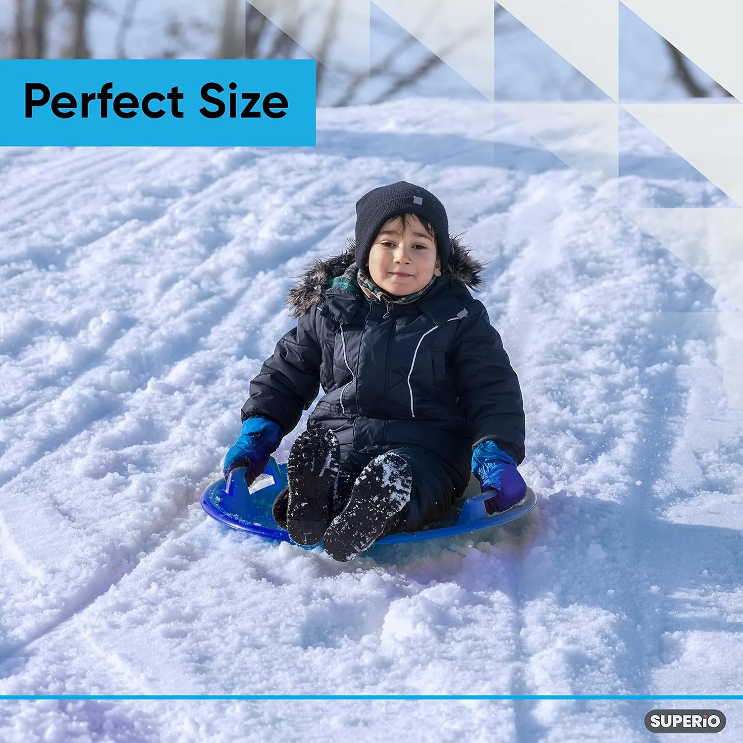 Superio Round Snow Sled 24" Blue Saucer Disk Sled Durable