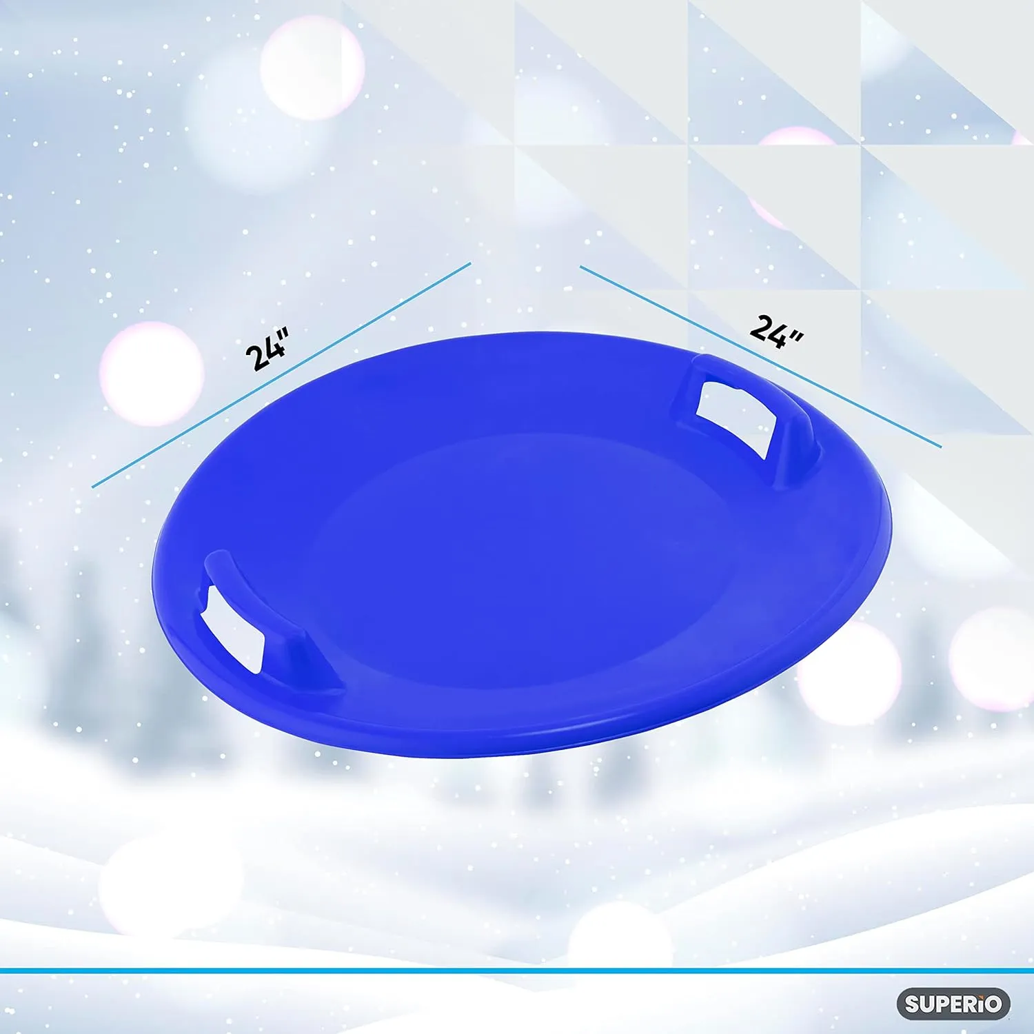 Superio Round Snow Sled 24" Blue Saucer Disk Sled Durable