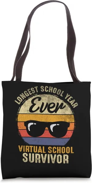 Survived Virtual School Vintage Longest School Year Retro Tote Bag