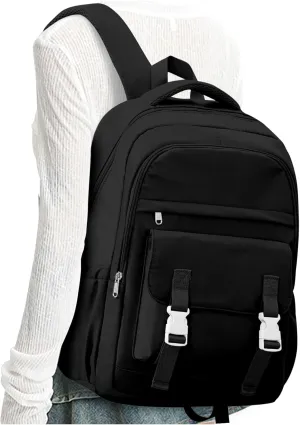 suwasp School Backpack for Girls Teen Students Bookbag - Large Capacity with 2 Compartments 15.6inch Laptop Backpacks, Women Lightweight Casual Daypack, Black