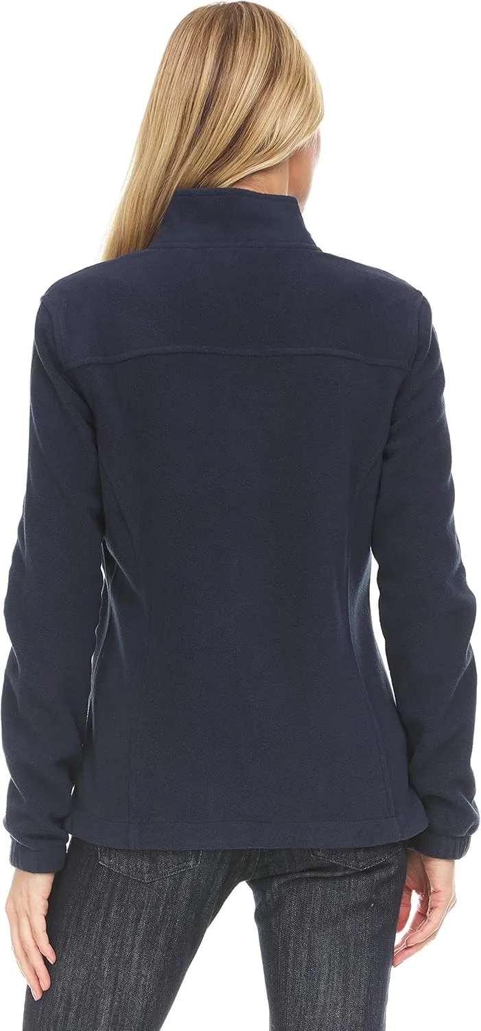 Swiss Alps Womens Lightweight Full-Zip Polar Soft Fleece Jacket Long-Sleeve Outdoor Coat with Pockets for Fall Winter