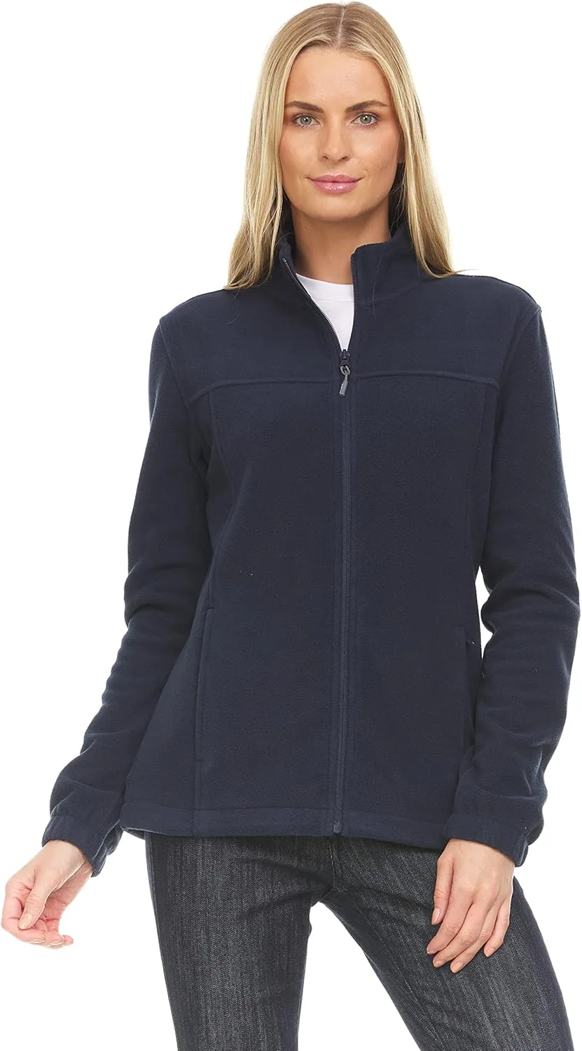Swiss Alps Womens Lightweight Full-Zip Polar Soft Fleece Jacket Long-Sleeve Outdoor Coat with Pockets for Fall Winter