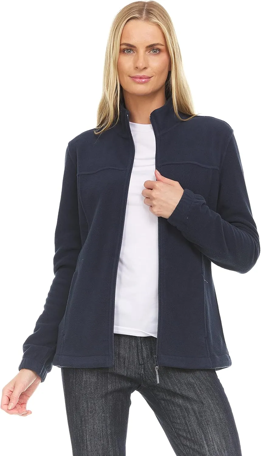 Swiss Alps Womens Lightweight Full-Zip Polar Soft Fleece Jacket Long-Sleeve Outdoor Coat with Pockets for Fall Winter