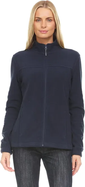Swiss Alps Womens Lightweight Full-Zip Polar Soft Fleece Jacket Long-Sleeve Outdoor Coat with Pockets for Fall Winter