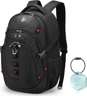 Swissdigital Travel Backpack for Men with Apple Find My, Laptop Backpack with USB Charging Port, RFID Protection, Add-A-Bag System - Extra Large Travel Backpack for Men Women