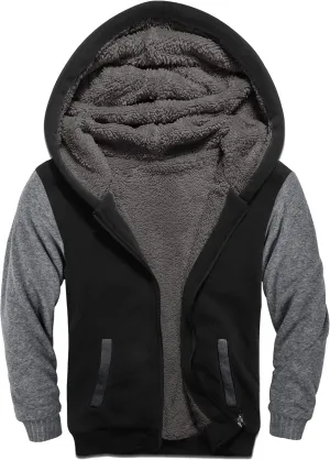 SWISSWELL Hooded Jacket for Boys Full Zip Ultra Soft Sherpa Fleece Hoodie Sweatshirt for Kids School Hooded Outerwear