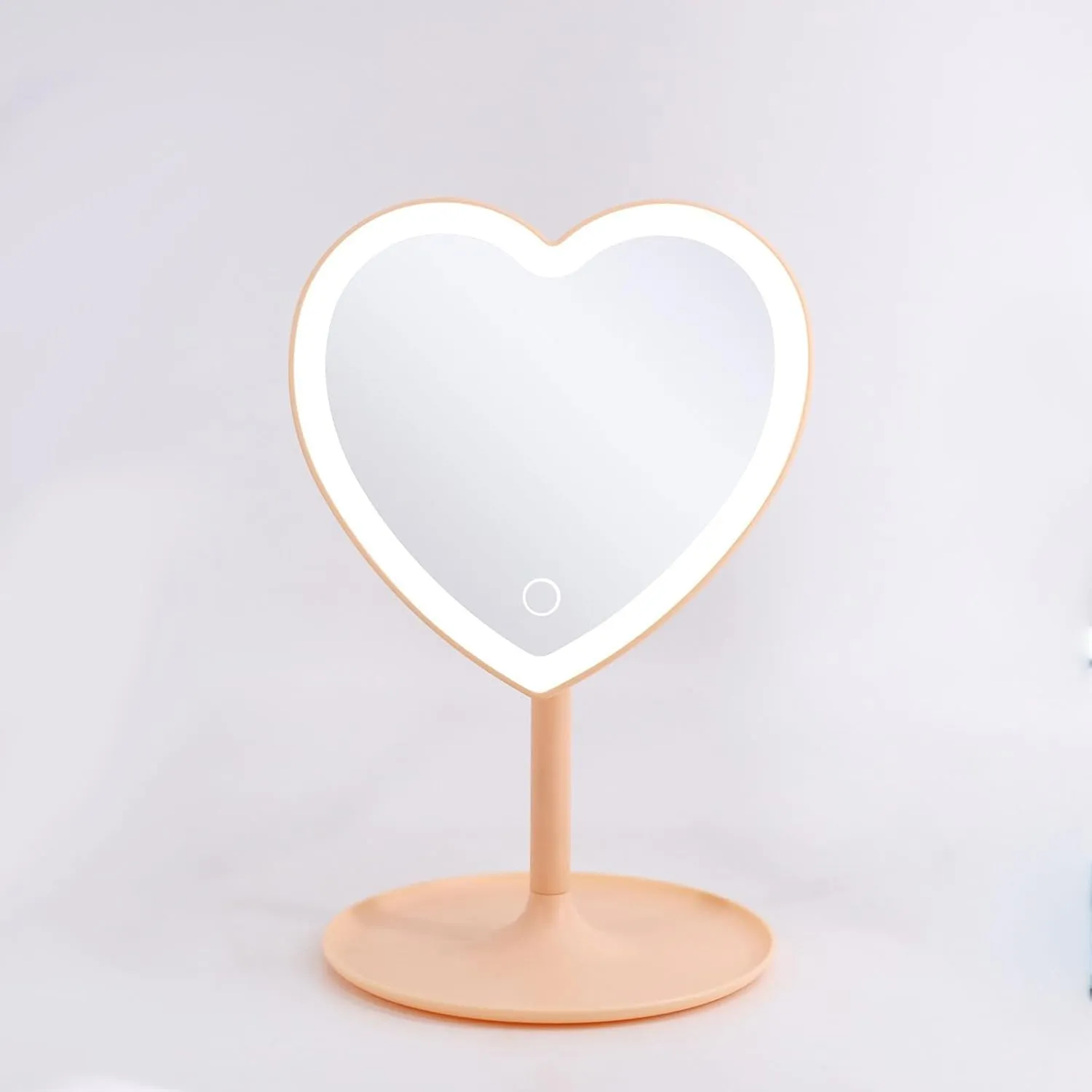 Table Desk Vanity Makeup Mirror Heart-Shaped Makeup Mirror Desktop Home Bedroom Bathroom Desktop Mirror Portable Light-Filling Makeup Mirror Portable Small Cosmetic Mirr