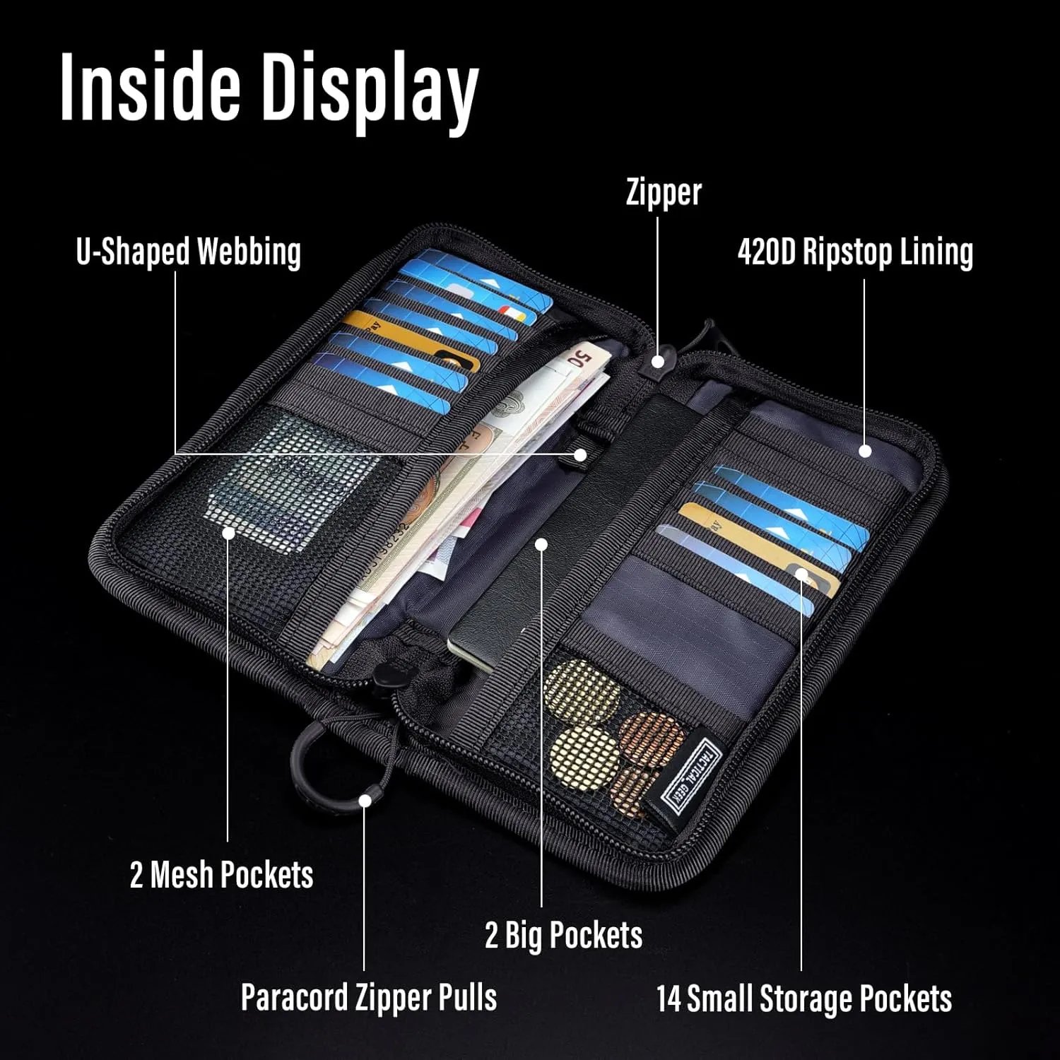 TACTICAL GEEK Block D 8G EDC Multi-Purpose Pouch, Molle EDC Gadget Bag, Nylon Utility Wallet, Multi-Functional Molle Pouch Organizer for Daily Carry Gadgets Black