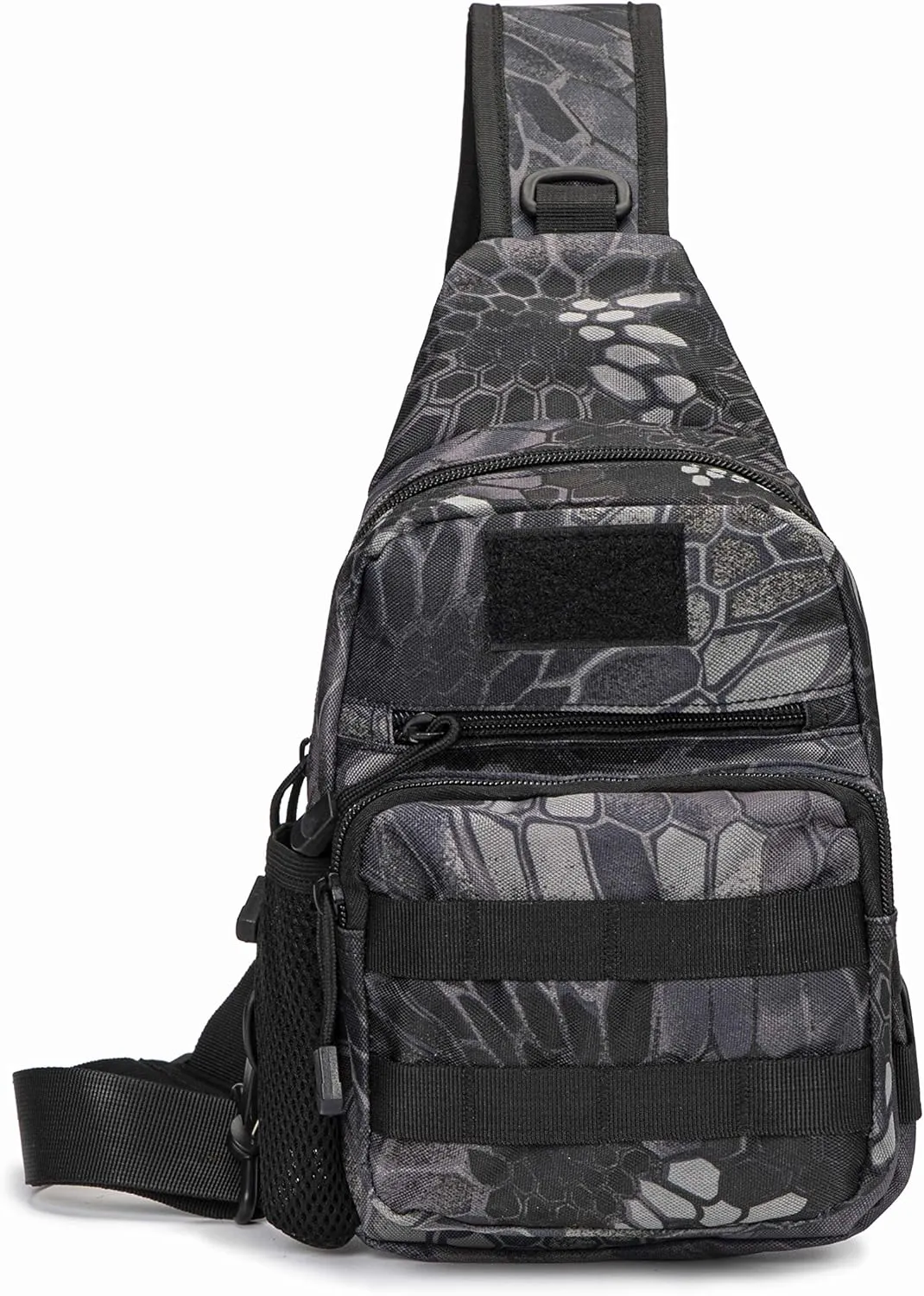Tactical Sling Bag Pack EDC Military Chest Pack Messenger Bag MOLLE Crossbody Shoulder Daypack Side Utility Bag for Camping Hiking Trekking Cycling Outdoors (Python Black)