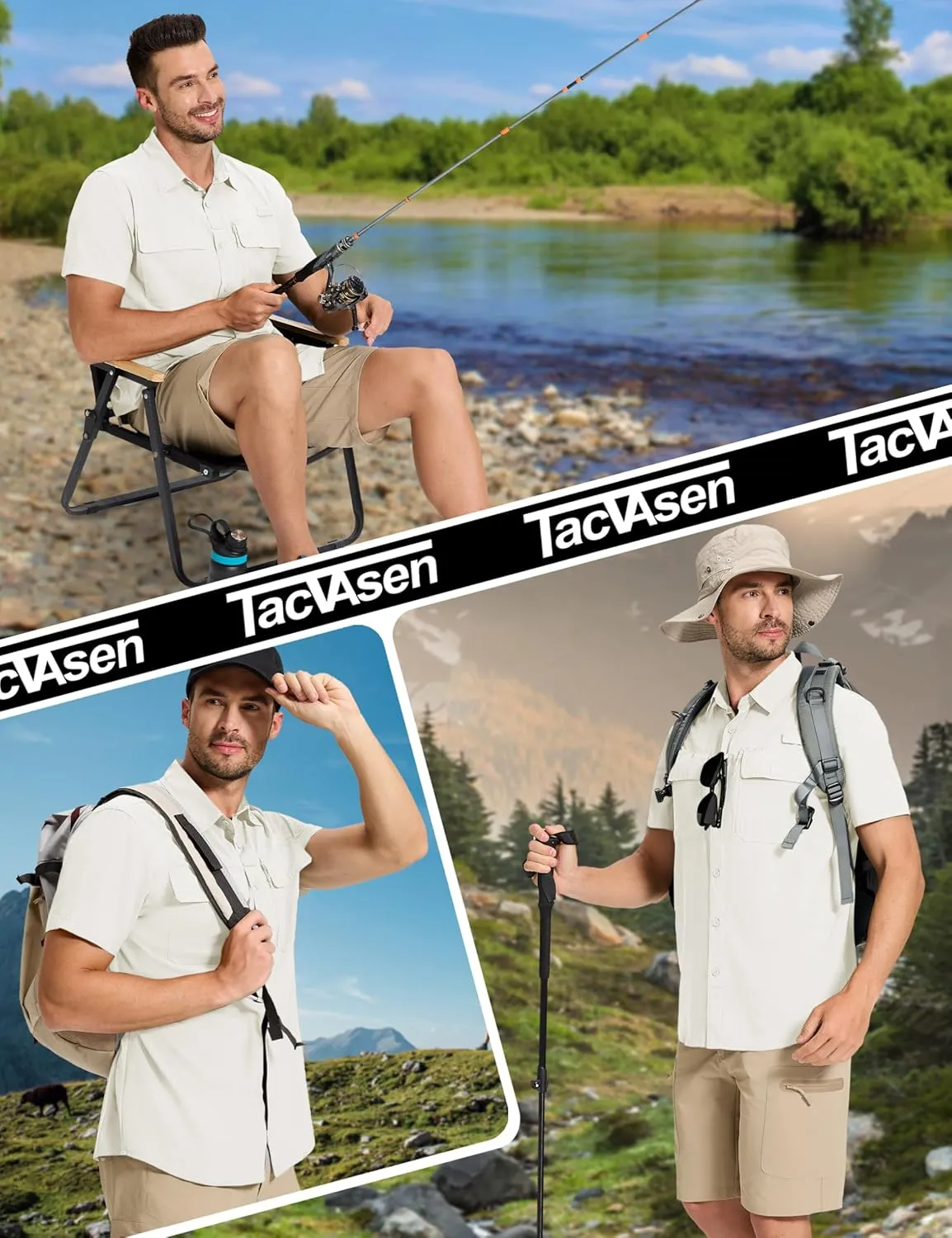 TACVASEN Fishing Shirts for Men Cool Hiking Shirt Button Up Short Sleeve SPF UPF 50  Sun Shirt Quick Dry for Tactical