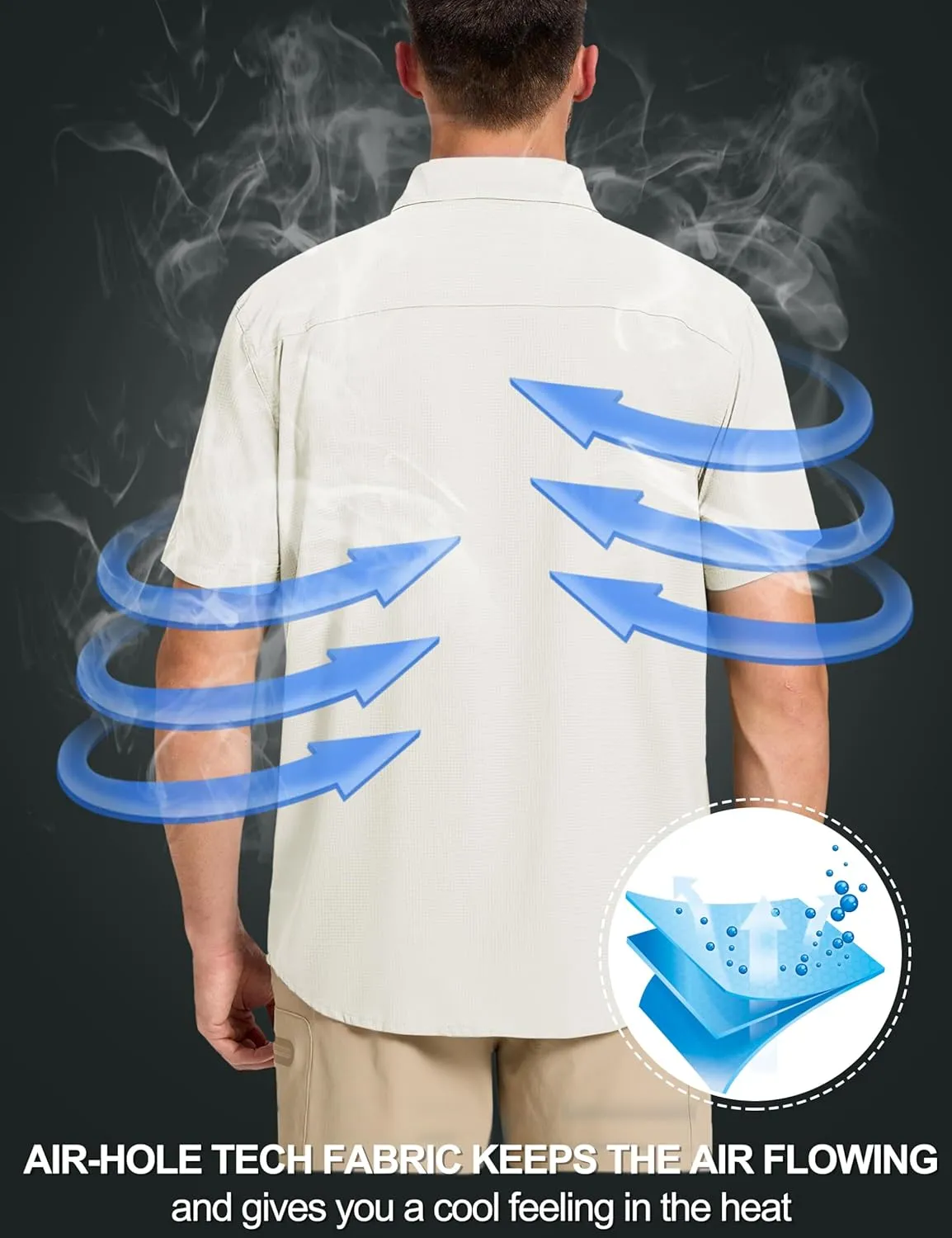 TACVASEN Fishing Shirts for Men Cool Hiking Shirt Button Up Short Sleeve SPF UPF 50  Sun Shirt Quick Dry for Tactical