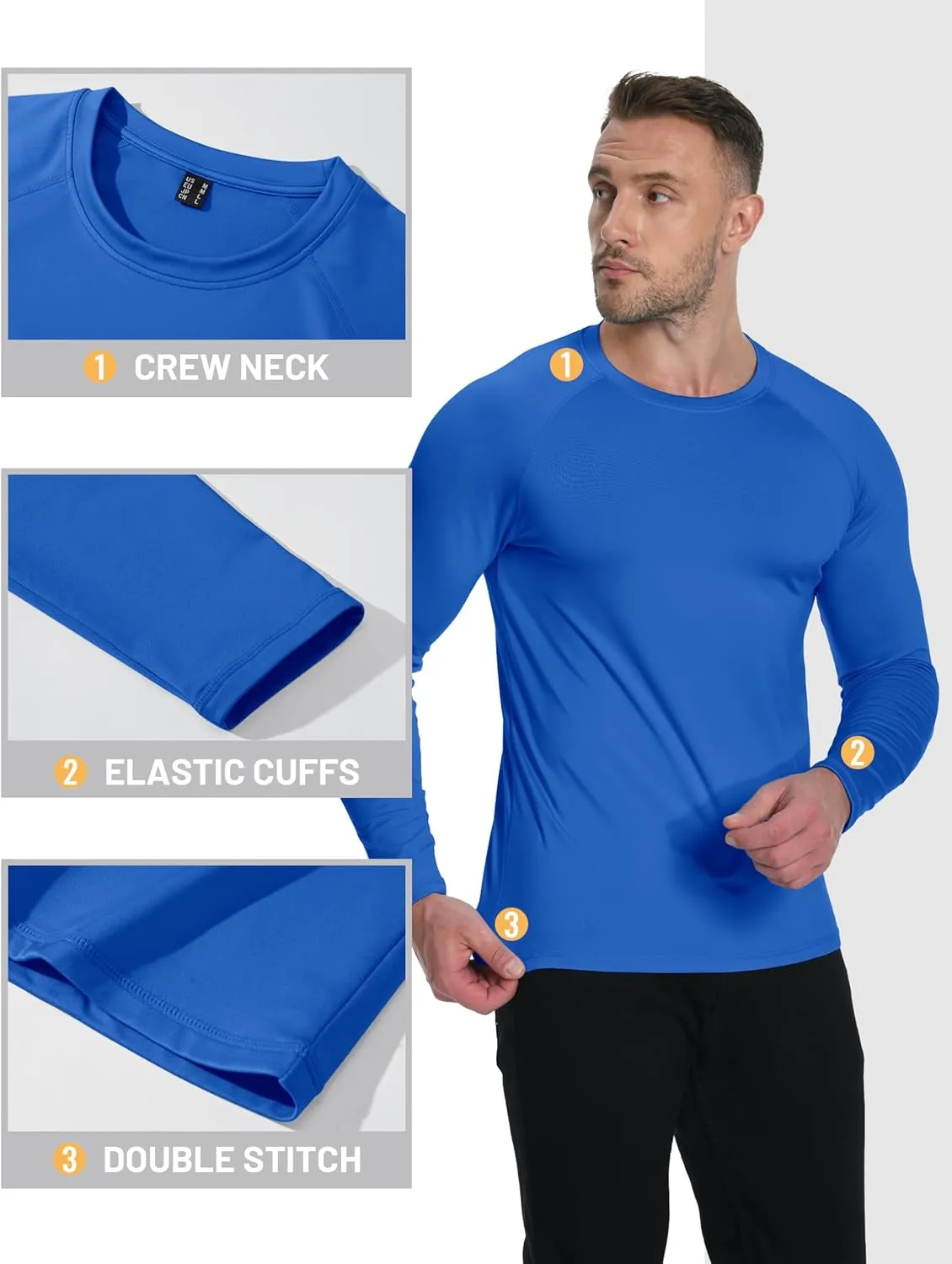 TACVASEN Mens Lightweight Thermal Shirt Fleece Lined Base Layer Long Sleeve Undershirts Crewneck Workout Tops