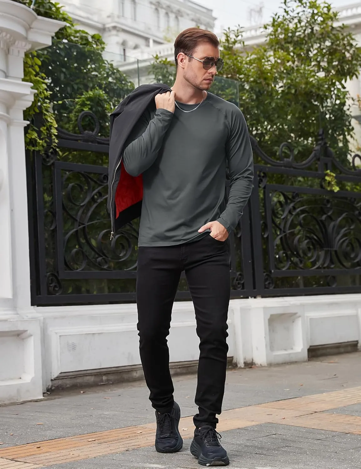 TACVASEN Mens Lightweight Thermal Shirt Fleece Lined Base Layer Long Sleeve Undershirts Crewneck Workout Tops