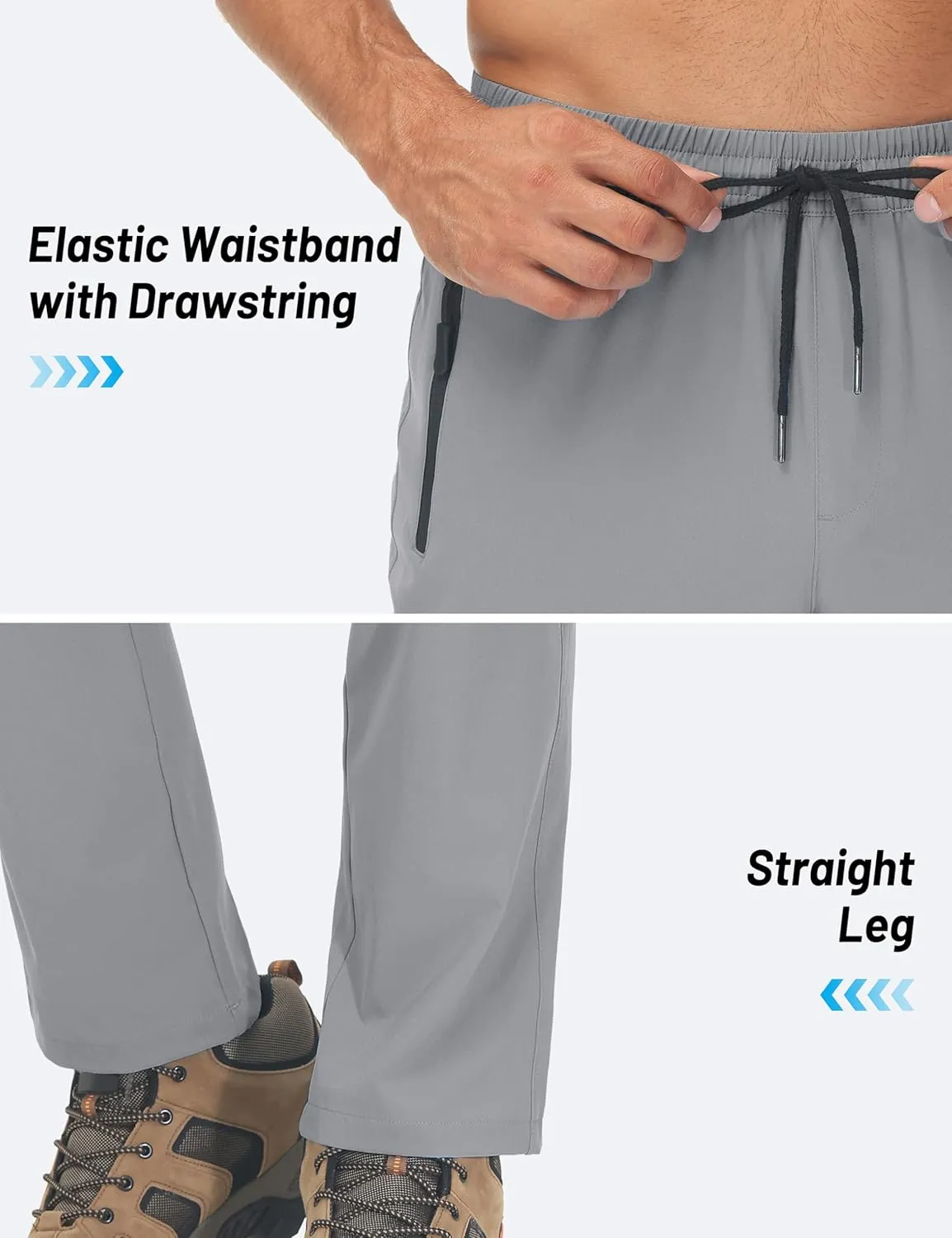TACVASEN Mens Lighweight Hiking Pants Athletic Casual Quick Dry Stretch Water Resistant Joggers with Pockets Workout Gym
