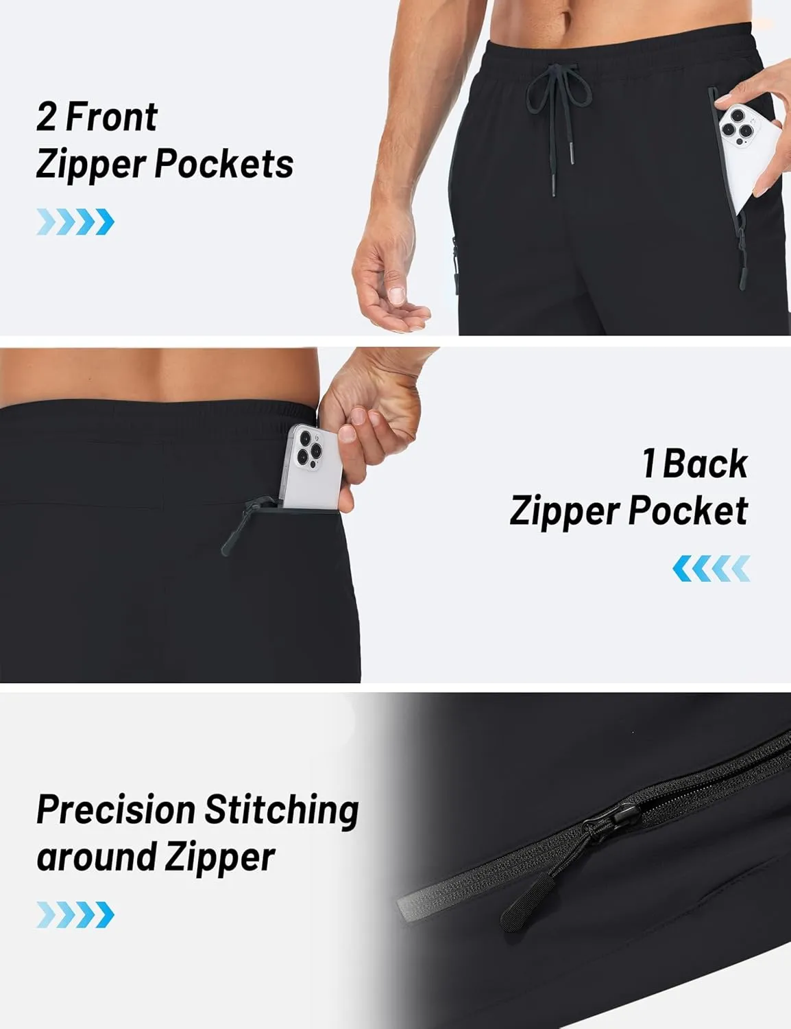TACVASEN Mens Lighweight Hiking Pants Athletic Casual Quick Dry Stretch Water Resistant Joggers with Pockets Workout Gym