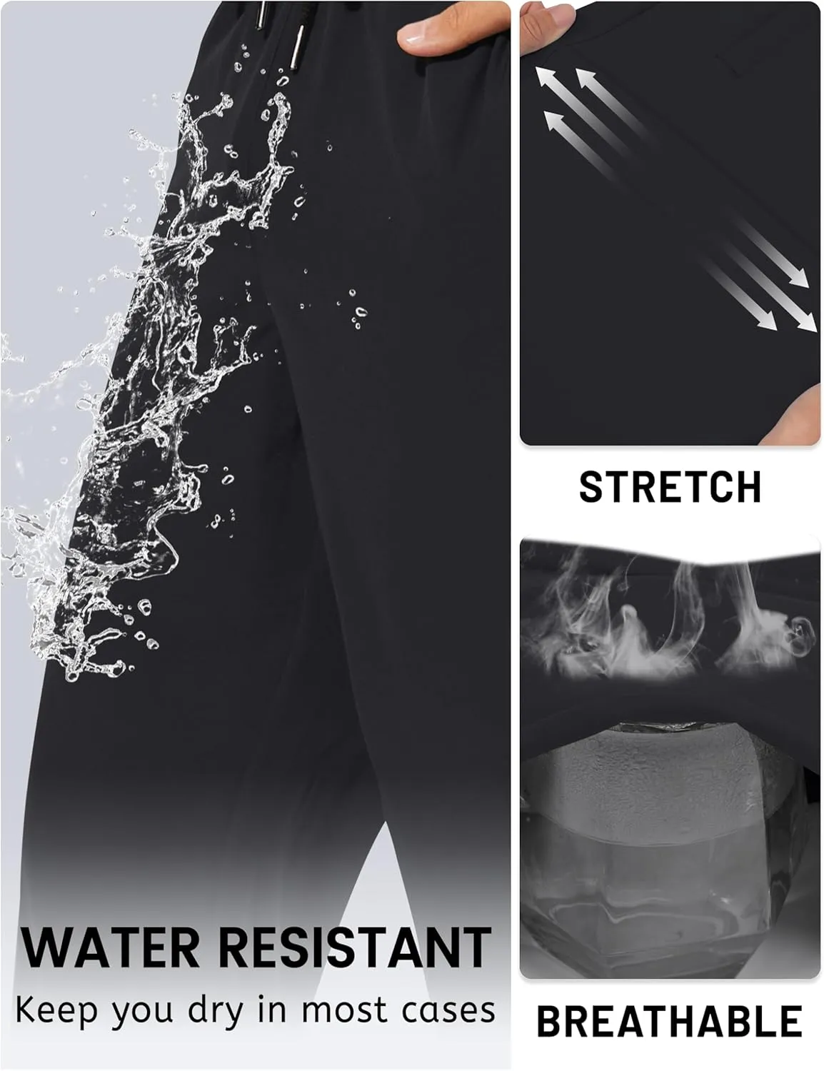 TACVASEN Mens Lighweight Hiking Pants Athletic Casual Quick Dry Stretch Water Resistant Joggers with Pockets Workout Gym