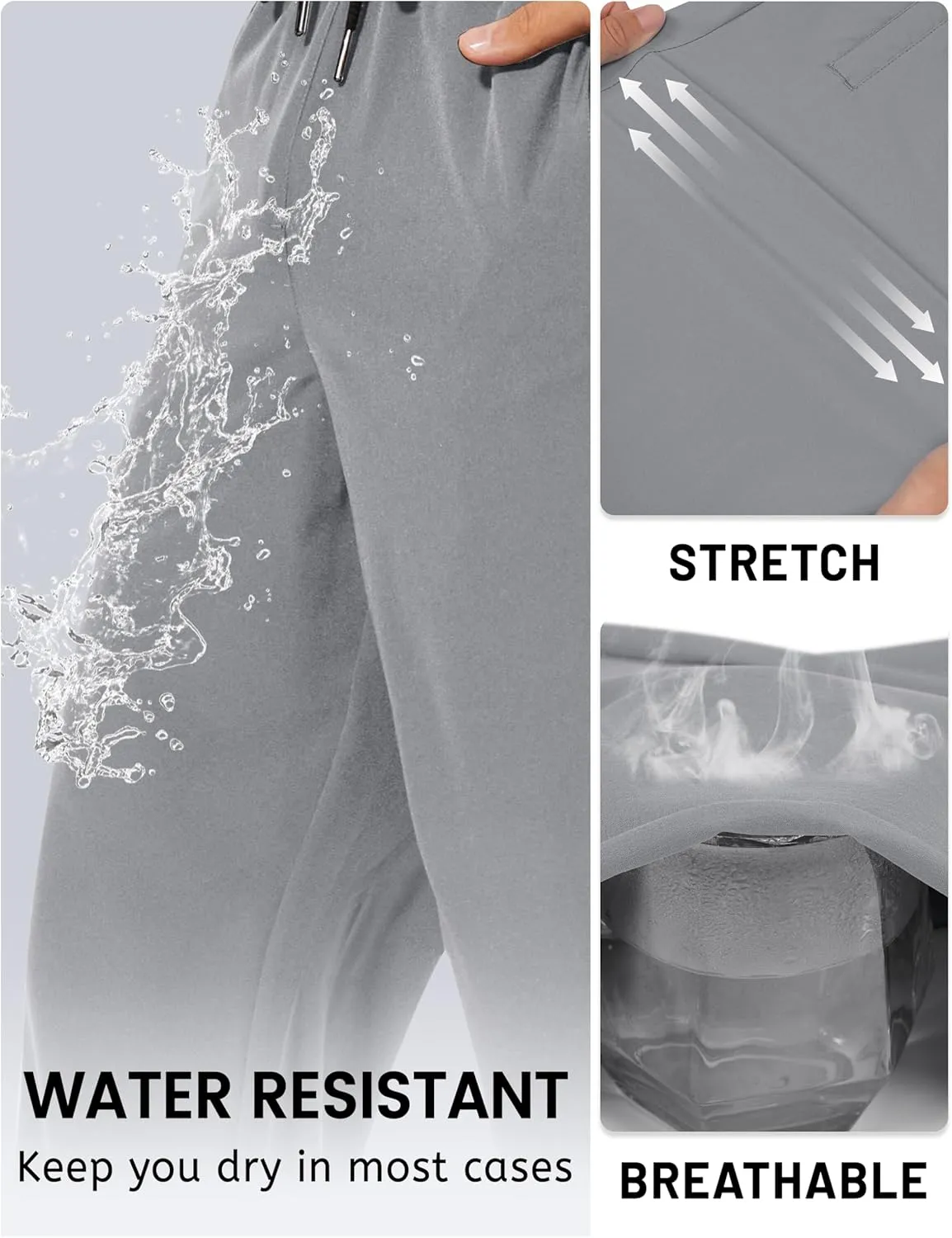 TACVASEN Mens Lighweight Hiking Pants Athletic Casual Quick Dry Stretch Water Resistant Joggers with Pockets Workout Gym