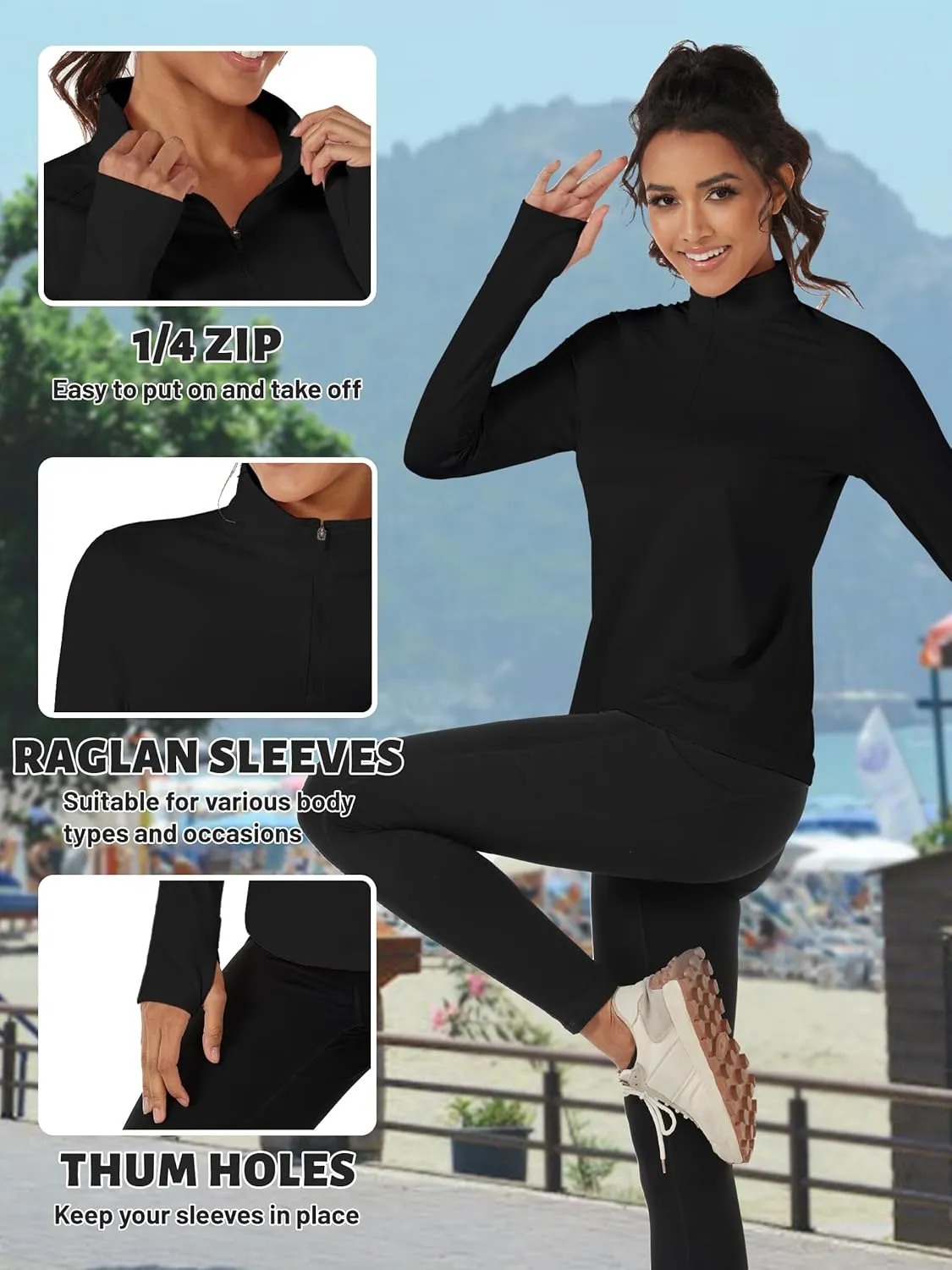 TACVASEN Women's Quarter Zip Pullover Fleece Lined Golf Shirt Long Sleeve Workout Tops Athletic Sweatshirt for Women