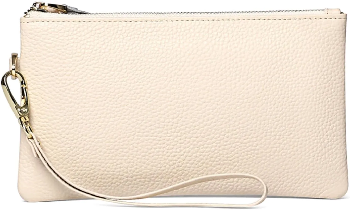 Tapp Collections Women's Wristlet Clutch Slim Leather Wallet RFID Blocking Pouch - Beige