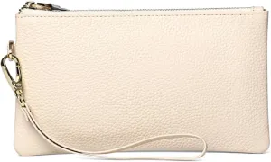 Tapp Collections Women's Wristlet Clutch Slim Leather Wallet RFID Blocking Pouch - Beige