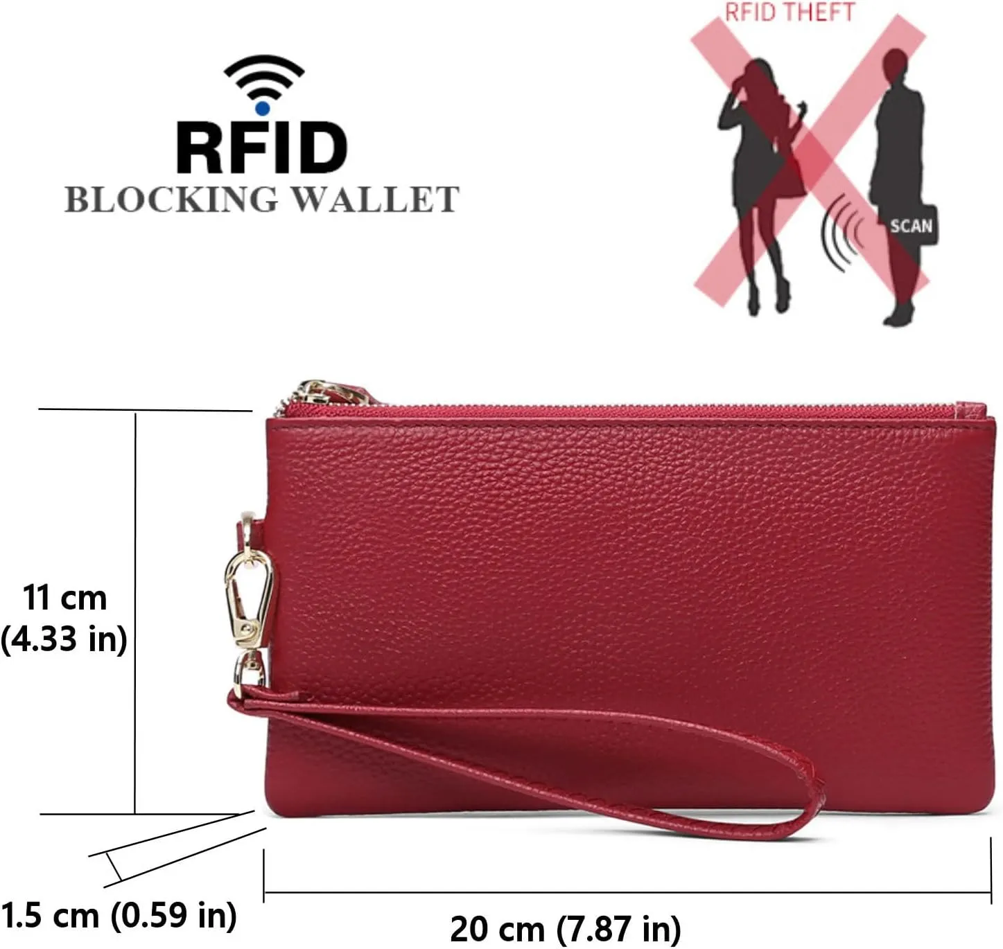 Tapp Collections Women's Wristlet Clutch Slim Leather Wallet RFID Blocking Pouch - Beige
