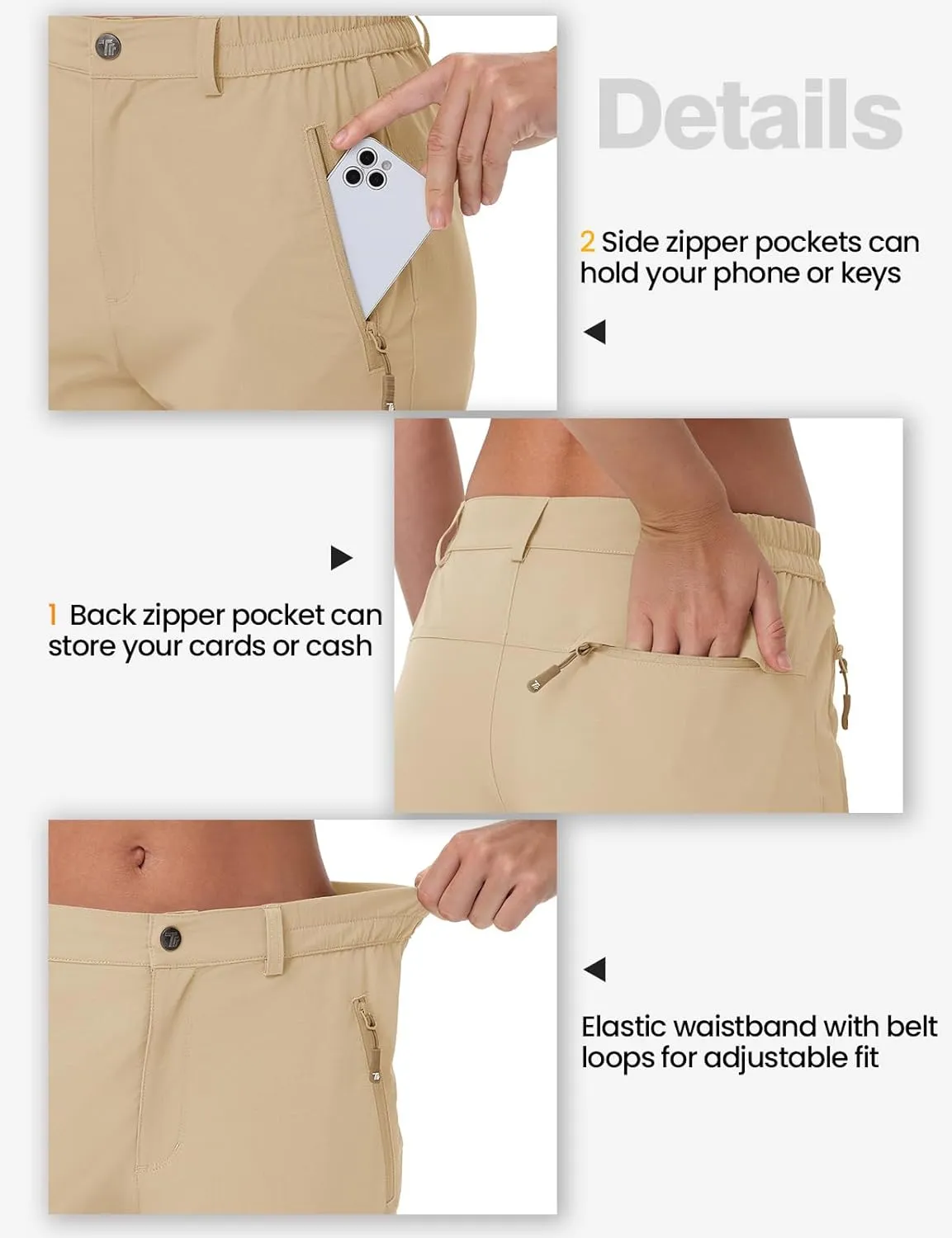 TBMPOY Women's Lightweight Hiking Pants Water Resistant Quick Dry Travel Work Outdoor Fishing Pants Zipper Pockets