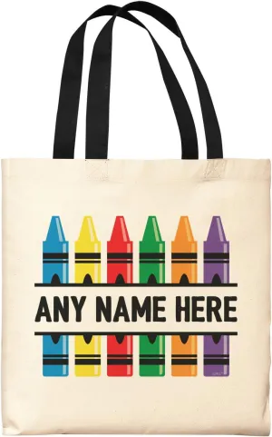 Teaching Gifts Crayons with Custom Name Cute Artist or Art Teacher Bag Personalized Canvas Tote Bag