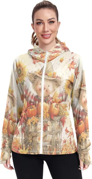 Teal Boho Floral Paisley Flowers Uv Jacket Sun Protection for Women, Upf 50  Travel Shirts for Women, S-XXL Zip Hoodie