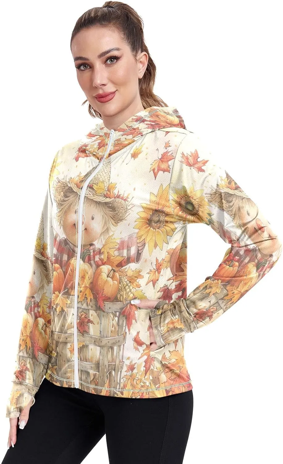 Teal Boho Floral Paisley Flowers Uv Jacket Sun Protection for Women, Upf 50  Travel Shirts for Women, S-XXL Zip Hoodie