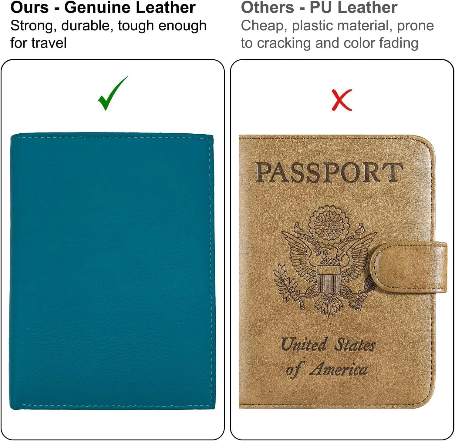 Teal RFID Genuine Leather Passport Wallet