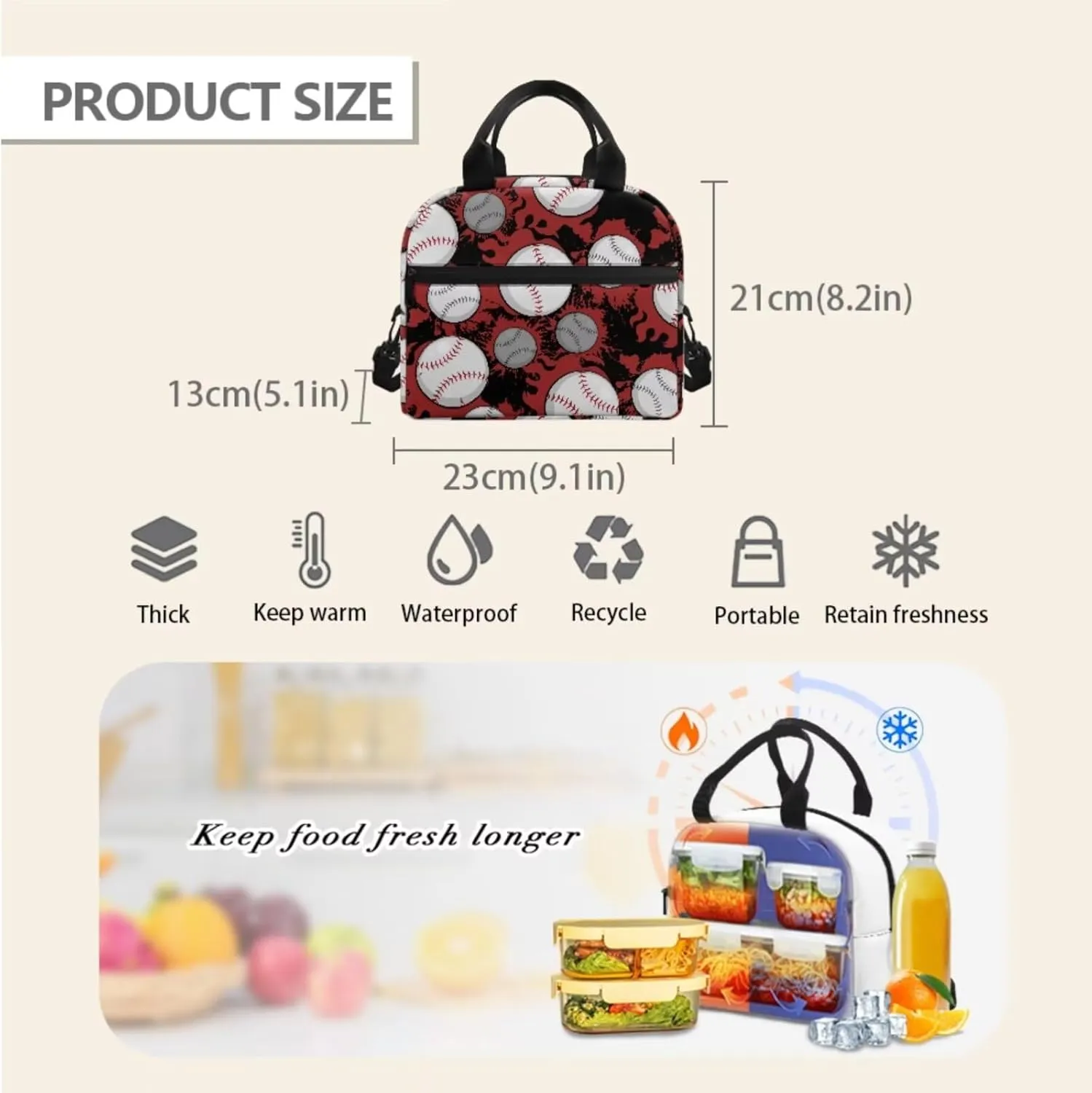 Teen Girls School Backpack Baseball Print Kids Bookbag Set with Shoulder Lunch Bag and Pencil Purse 3 IN 1 Large Capacity School Bag for Middle School Students Satchel Travel Daypack