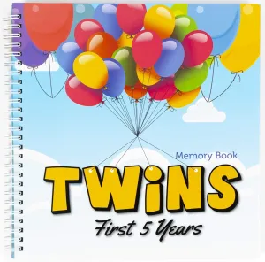 The Adventure Edition | Twins First 5 Years Memory Book with Stickers | Baby 1st Year Milestone Photo Album for Mom & Dad | Newborn Hard Cover Journal | Babies Personalized Keepsake Scrapbook Diary