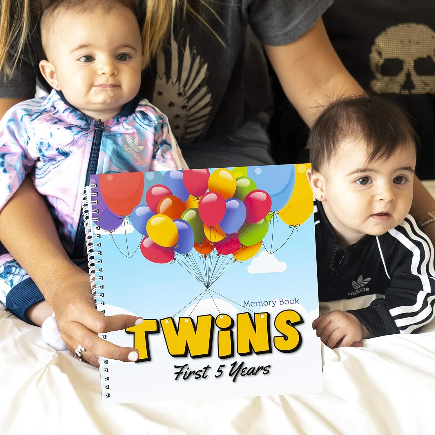 The Adventure Edition | Twins First 5 Years Memory Book with Stickers | Baby 1st Year Milestone Photo Album for Mom & Dad | Newborn Hard Cover Journal | Babies Personalized Keepsake Scrapbook Diary