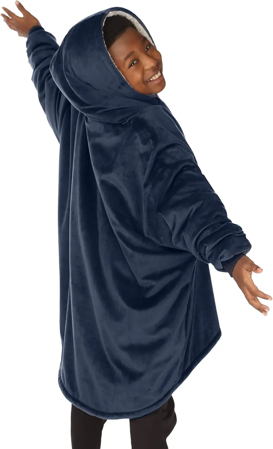 THE COMFY Original Jr for Kids | Oversized Sherpa Fleece Wearable Blanket with Hood & Pocket | Seen on Shark Tank