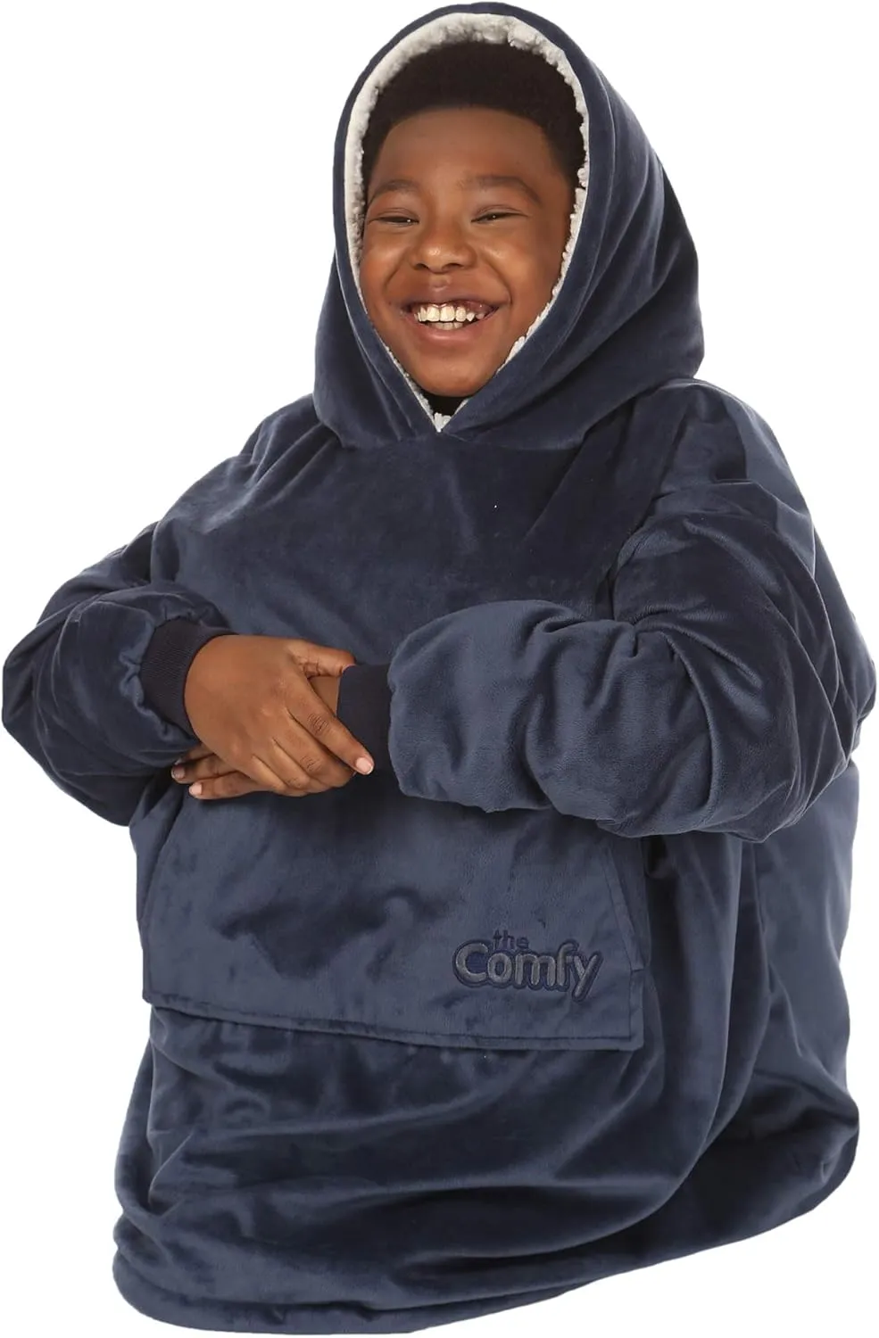 THE COMFY Original Jr for Kids | Oversized Sherpa Fleece Wearable Blanket with Hood & Pocket | Seen on Shark Tank