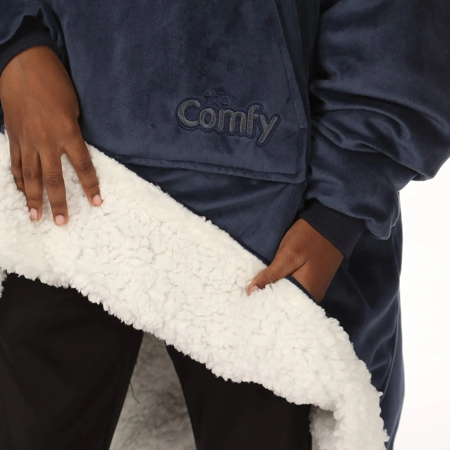 THE COMFY Original Jr for Kids | Oversized Sherpa Fleece Wearable Blanket with Hood & Pocket | Seen on Shark Tank