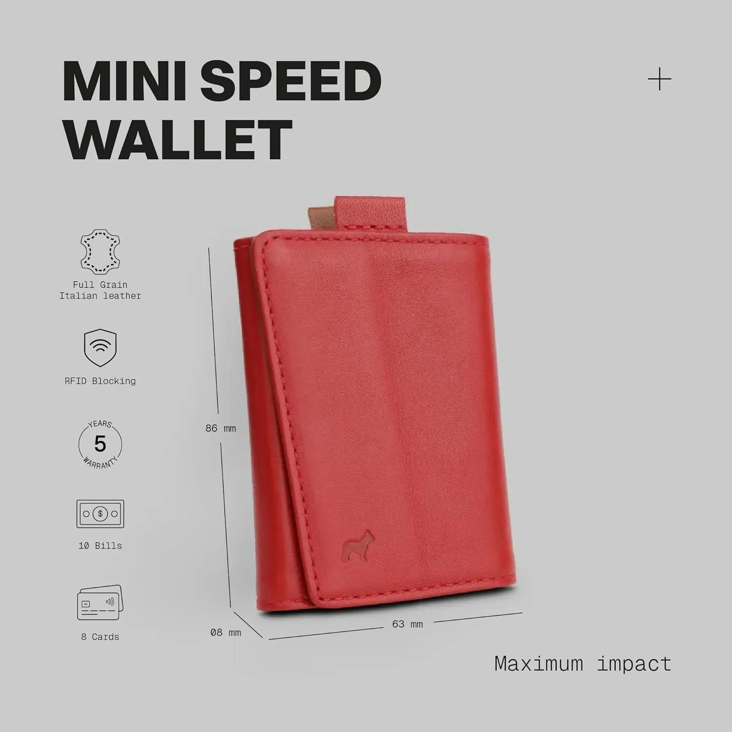 The Frenchie Co. Speed Wallet Mini, Ultra-Slim RFID Blocking Card Holder, Minimalist Front Pocket Wallet for Men & Women, Made of Full-Grain Italian Leather