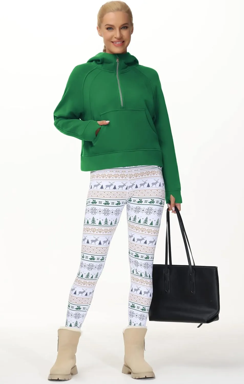 THE GYM PEOPLE Womens' Hoodies Half Zip Long Sleeve Fleece Crop Pullover Sweatshirts with Pockets Thumb Hole