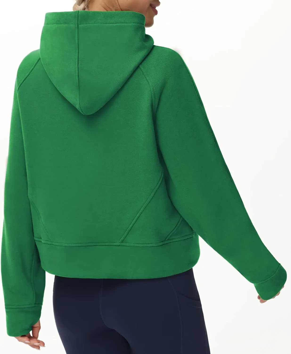THE GYM PEOPLE Womens' Hoodies Half Zip Long Sleeve Fleece Crop Pullover Sweatshirts with Pockets Thumb Hole