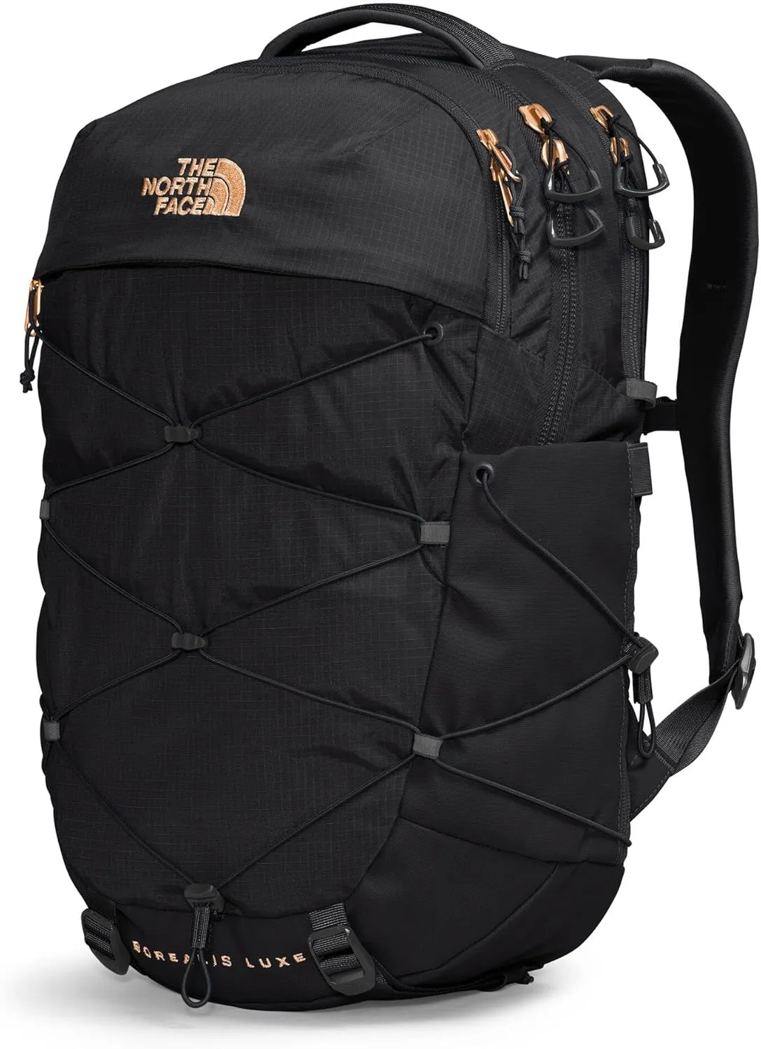 THE NORTH FACE Women's Borealis Luxe Commuter Laptop Backpack - PFAS Free, TNF Black/Burnt Coral Metallic-NPF, One Size