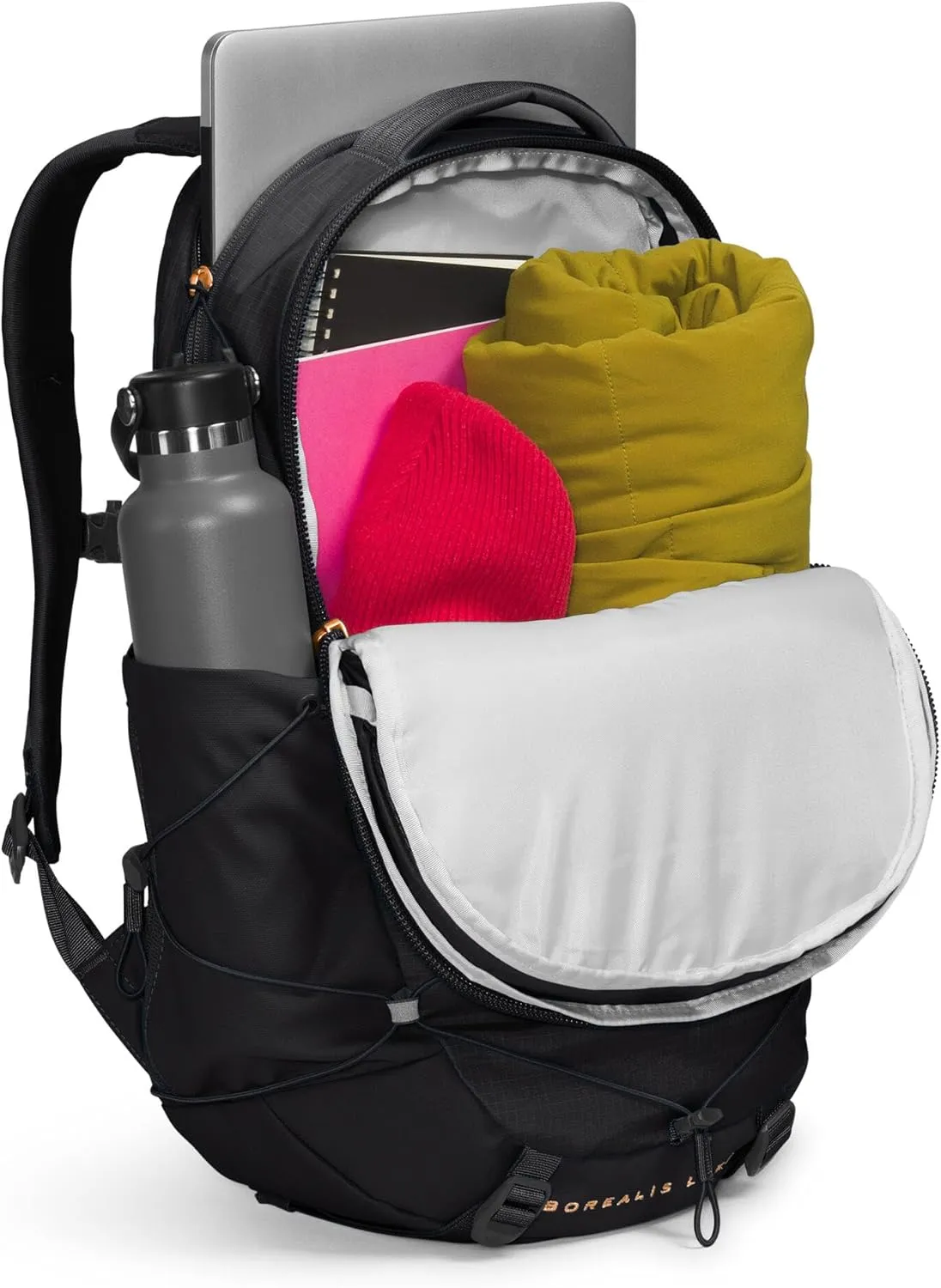 THE NORTH FACE Women's Borealis Luxe Commuter Laptop Backpack - PFAS Free, TNF Black/Burnt Coral Metallic-NPF, One Size