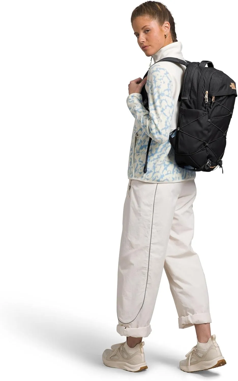 THE NORTH FACE Women's Borealis Luxe Commuter Laptop Backpack - PFAS Free, TNF Black/Burnt Coral Metallic-NPF, One Size
