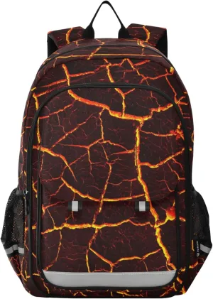 The Surface Of The Lava Backpack Lightweight Bookbag Travel Laptop Backpack College School Computer Bag with Reflective Stripes