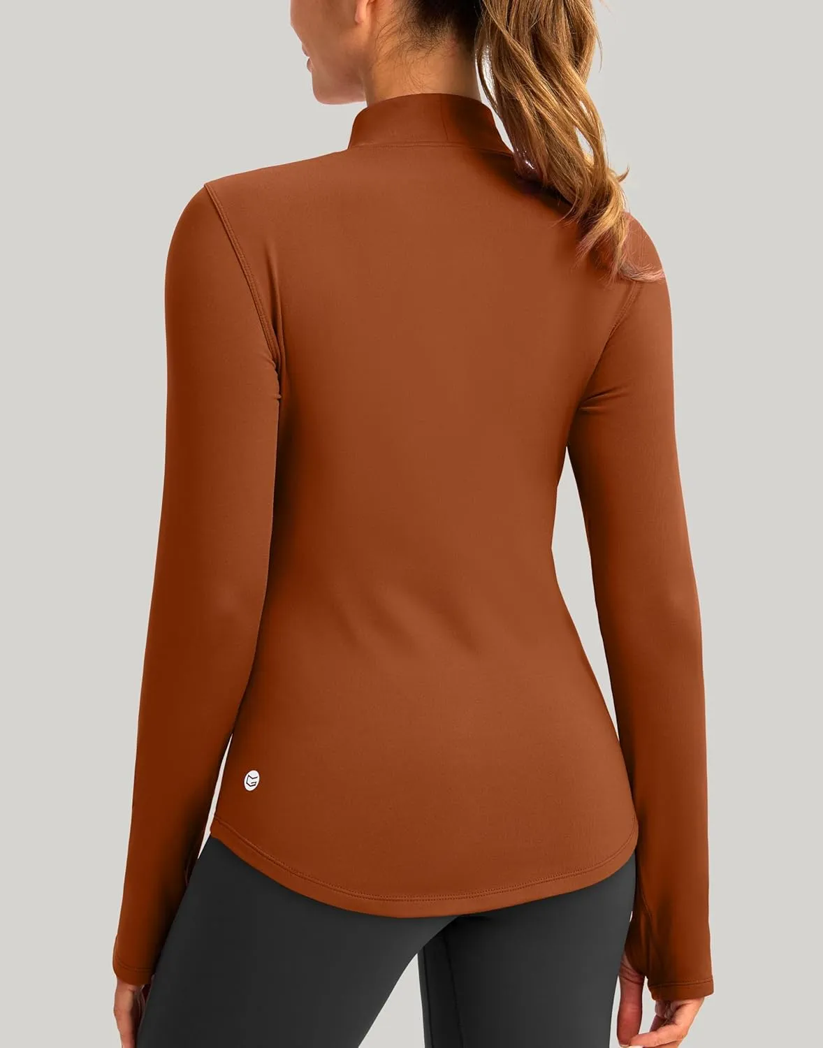 Thermal Shirts for Women Long Sleeve Mock Neck Fleece Tops Running Workout Cold Weather Gear with Zip Pocket