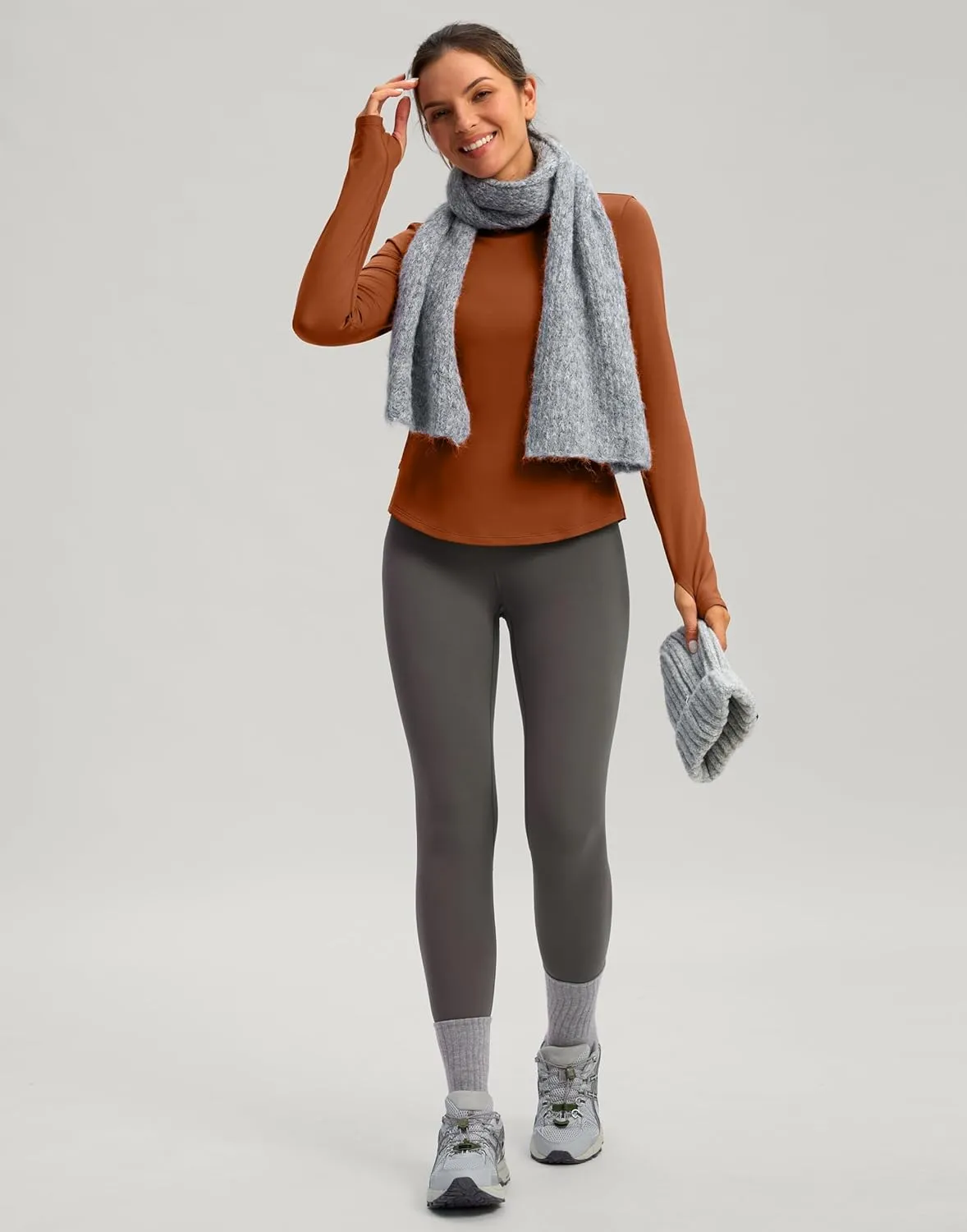 Thermal Shirts for Women Long Sleeve Mock Neck Fleece Tops Running Workout Cold Weather Gear with Zip Pocket