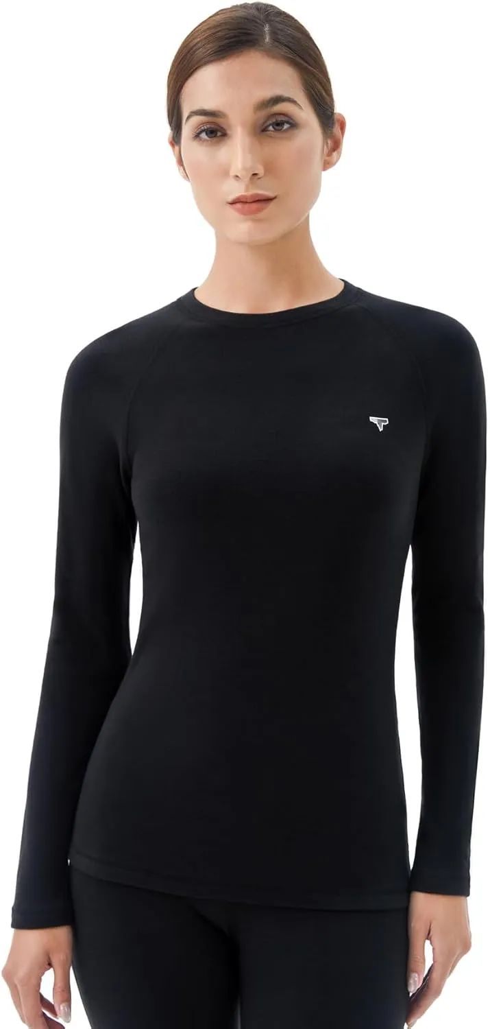 Thermal Underwear Womens - Base Layer Fleece Lined Top for Women, Long Sleeve Shirt Layering for Winter Cold Weather